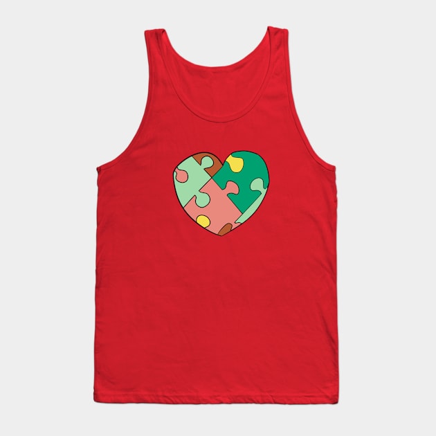 Spring Shades Jigsaw Heart Tank Top by VazMas Design